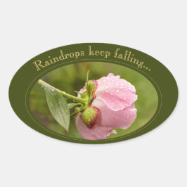 Roze pioen bloem met glinsterende regendruppels CC Ovale Sticker