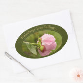 Roze pioen bloem met glinsterende regendruppels CC Ovale Sticker (Envelop)