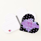Roze Pioen Bloem Paarse Monogram Zwart Notitieboek (Binnen)