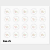 Roze Pioen Bloem Retouradres Ronde Sticker (Vel)