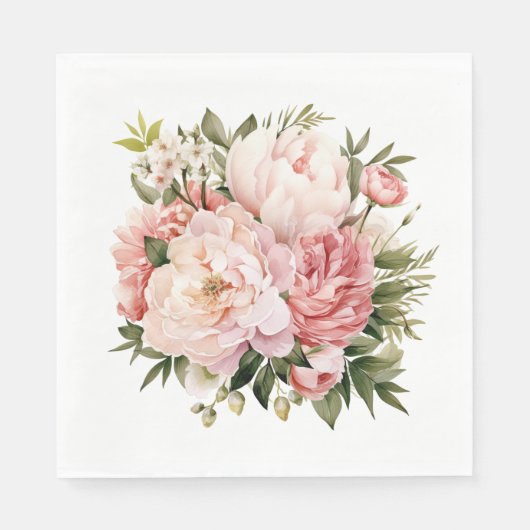 Roze Pioen Bloem Servet (Voorkant)