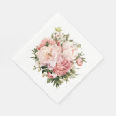 Roze Pioen Bloem Servet (Hoek)