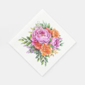 Roze Pioen Bloem Servet (Hoek)