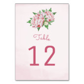 Roze Pioen Bloem Tafel Aantal Kaarten (Achterkant)