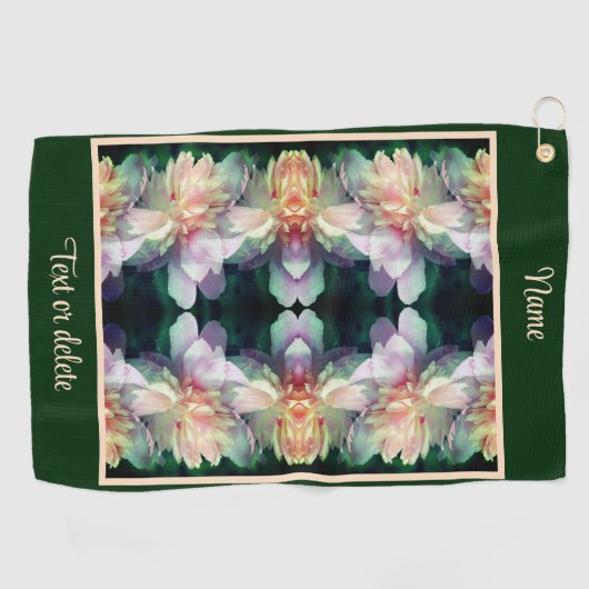 Roze Pioen Bloem Vermenigvuldigd Abstract Geperson Golfhanddoek (Horizontaal)