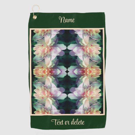 Roze Pioen Bloem Vermenigvuldigd Abstract Geperson Golfhanddoek (Voorkant)