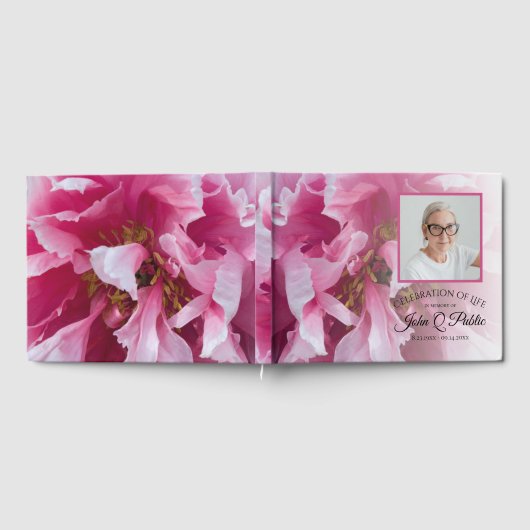 Roze Pioen Bloem Viering van het Leven Begrafenis Gastenboek (Volledig)