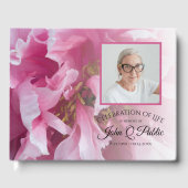 Roze Pioen Bloem Viering van het Leven Begrafenis Gastenboek (Voorkant)