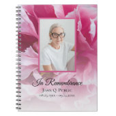 Roze Pioen Bloem Viering van het Leven Begrafenis Notitieboek (Voorkant)