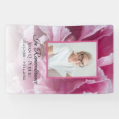 Roze Pioen Bloem Viering van het Leven Begrafenis Spandoek (Horizontaal)