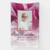 Roze Pioen Bloem Viering van het Leven Begrafenis Spandoek (Verticaal)