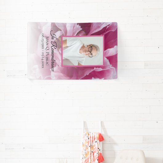 Roze Pioen Bloem Viering van het Leven Begrafenis Spandoek (Insitu)