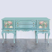 Roze Pioen Bloem Vlinder Blauwgroen Decoupage Rand Tissuepapier