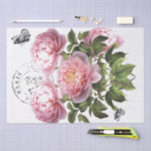 Roze Pioen Bloem Vlinder Frans Postmark Craft Tissuepapier (Craft)