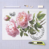Roze Pioen Bloem Vlinder Frans Postmark Craft Tissuepapier (Craft)