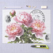 Roze Pioen Bloem Vlinder Frans Postmark Craft Tissuepapier (Craft)