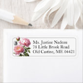 Roze Pioen Bloem Vlinder Rand Retouradres Etiket (Insitu)