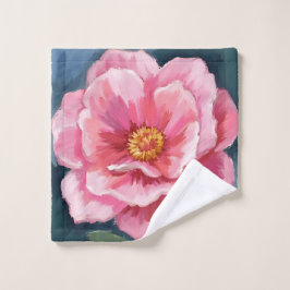 Roze Pioen Bloem Waterverf Bloemenschildering Washandje