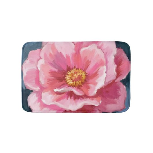 Roze Pioen Bloem Waterverf Bloemstuk Badmat (Voorkant)