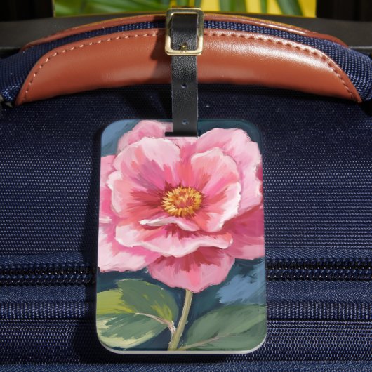 Roze Pioen Bloem Waterverf Bloemstuk Bagagelabel (Voorkant Insitu 2)