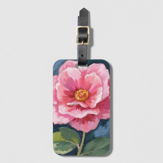 Roze Pioen Bloem Waterverf Bloemstuk Bagagelabel (Voorkant (verticaal))