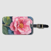 Roze Pioen Bloem Waterverf Bloemstuk Bagagelabel (Voorkant (horizontaal))
