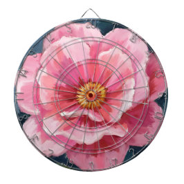 Roze Pioen Bloem Waterverf Bloemstuk Dartbord