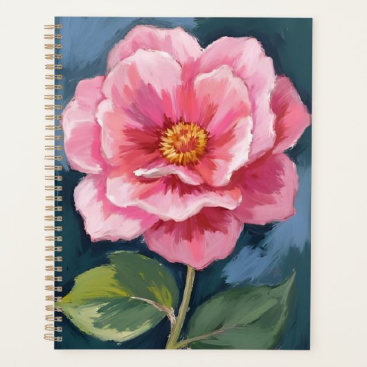 Roze Pioen Bloem Waterverf Bloemstuk Planner (Voorkant)