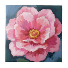 Roze Pioen Bloem Waterverf Bloemstuk Tegeltje