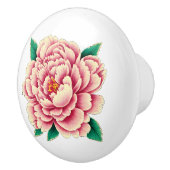  roze pioen bloem wit keramische knop (Rechts)