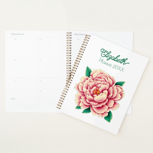 roze pioen bloem wit planner (Display)