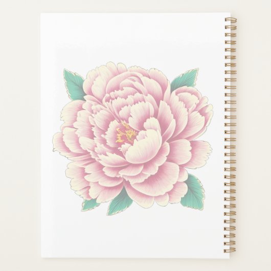 roze pioen bloem wit planner (Achterkant)