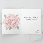  Roze Pioen Bloem Zwart Happy Moederdag Kaart (Binnen)