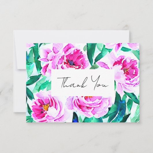 Roze Pioen Bloemachtige Bruidsuitnodiging Bedankkaart (Voorkant)