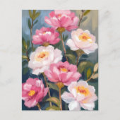 Roze Pioen Bloemboeket Briefkaart (Voorkant)