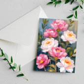 Roze Pioen Bloemboeket Briefkaart
