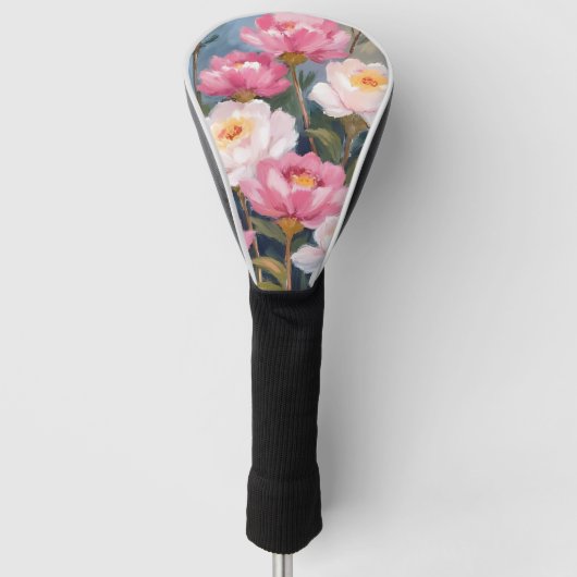 Roze Pioen Bloemboeket Golfheadcover (Voorkant)