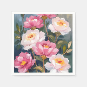 Roze Pioen Bloemboeket Waterverf Servet