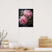 Roze Pioen Bloemen Art Print Poster (Keuken)