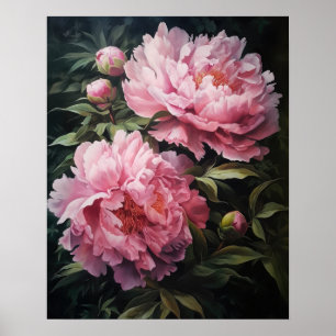 Roze Pioen Bloemen Art Print Poster