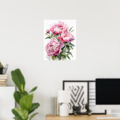 Roze Pioen Bloemen Art Print Poster (Thuiskantoor)