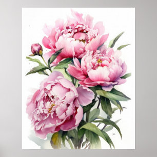Roze Pioen Bloemen Art Print Poster