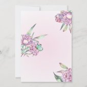 Roze Pioen Bloemen Baby shower Invitation Kaart (Achterkant)