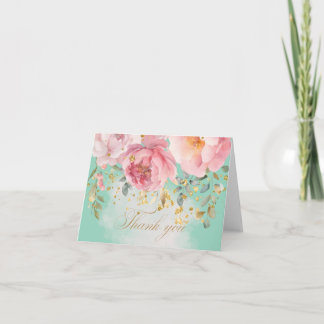 Roze Pioen Bloemen Bedankkaart
