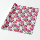 Roze Pioen Bloemen Boeket Cadeaupapier (Uitgerold)