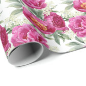 Roze Pioen Bloemen Boeket Cadeaupapier (Rol Hoek)