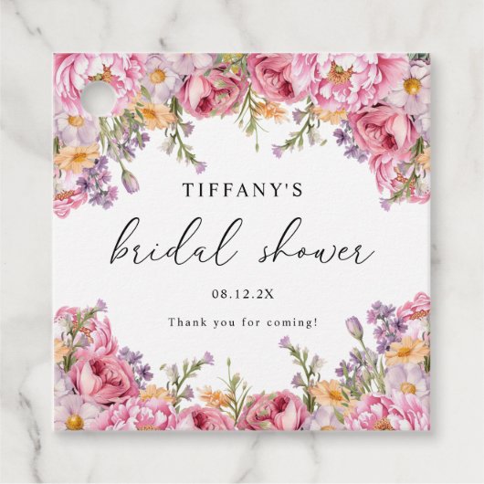 Roze Pioen Bloemen Bruidsdiner Bedankt Bedankjes Labels (Voorkant)