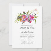 Roze Pioen Bloemen Bruidsfeest Uitnodiging per Pos (Voorkant)