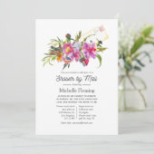 Roze Pioen Bloemen Bruidsfeest Uitnodiging per Pos (Staand voorkant)