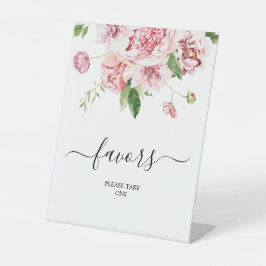 Roze Pioen Bloemen Bruiloft Favorieten Bord Reclamebord Met Voetstuk